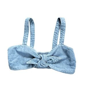 American Eagle Outfitters Light Wash Pullover Stretchy Wireless Denim Jean Bra M